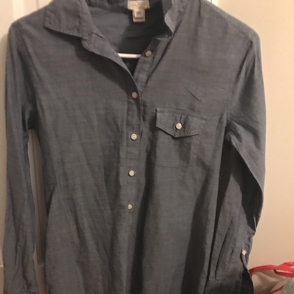 Jcrew Womens xxs pullover chambray top button